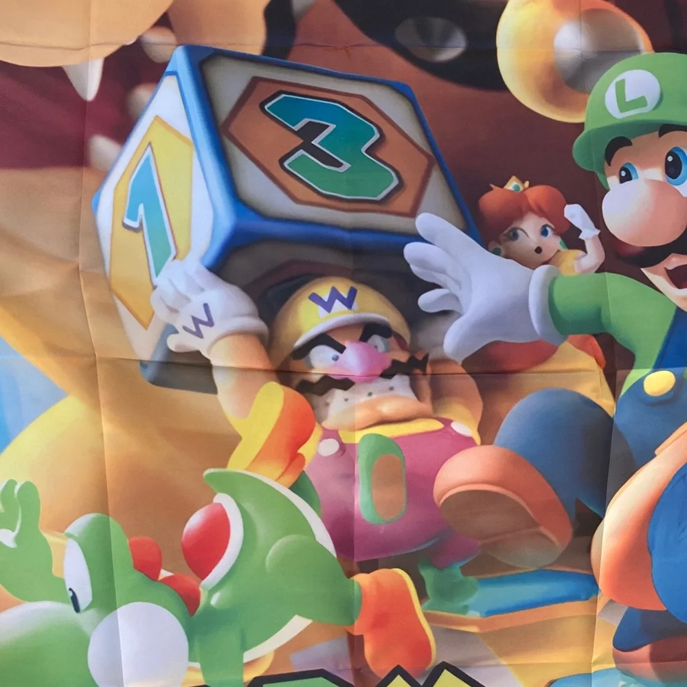 Super Mario Brothers Happy Birthday Banner with Hanging Adhesive 5 x 3 Feet